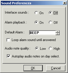 Sound preferences screen