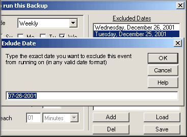 Date Exclusion Screen